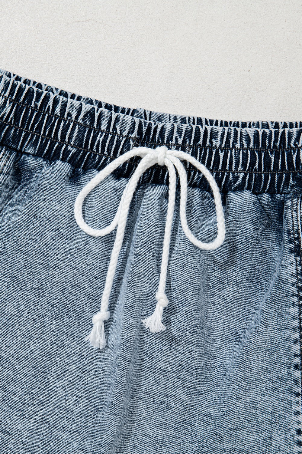 Drawstring High Waist Pocketed Denim Shorts Trendsi