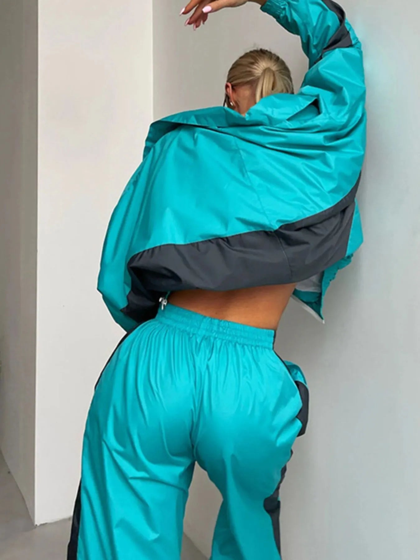 Zip Up Long Sleeve Top and Pants Set Trendsi