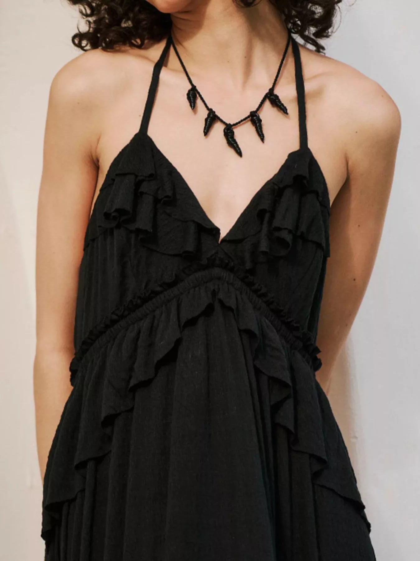 Ruffled Halter Neck Maxi Dress 