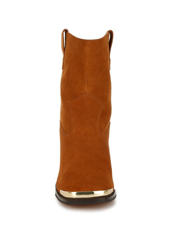 Emberly Suede Square Toe Ankle Boots 
