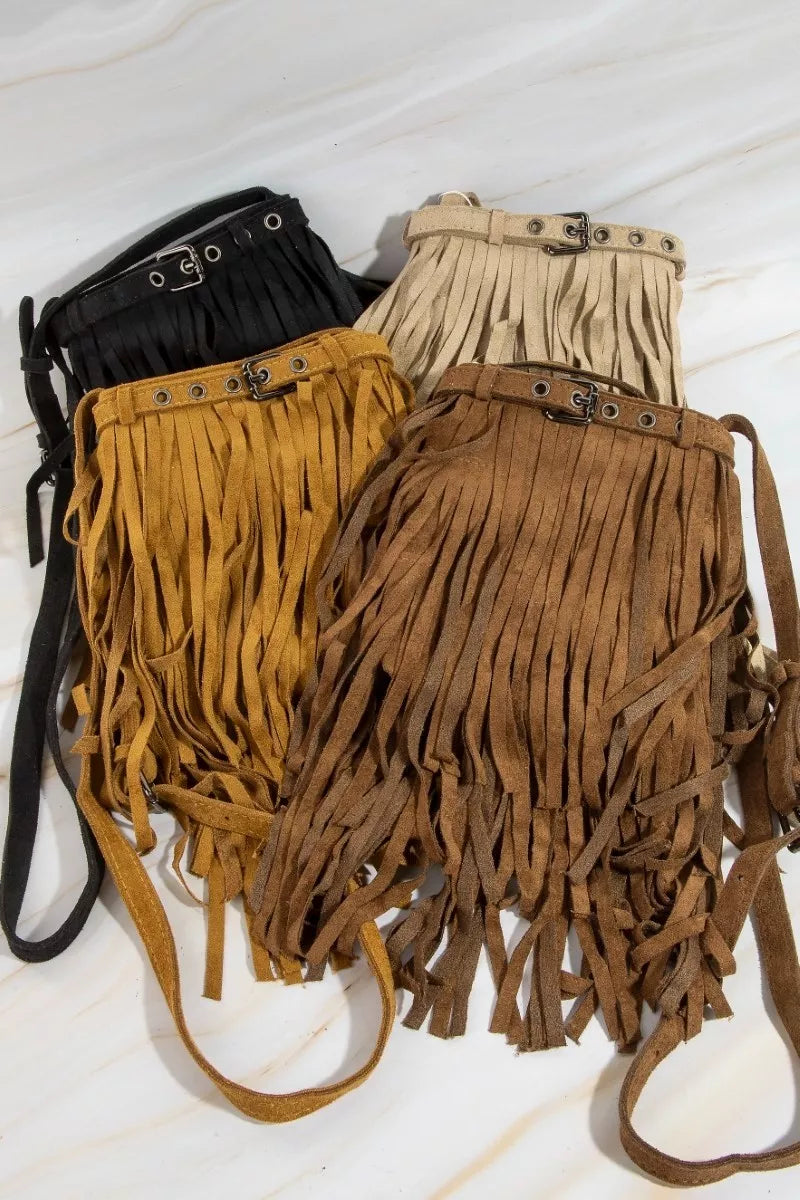 Fame Long Fringe Bucket Shoulder Bag Trendsi