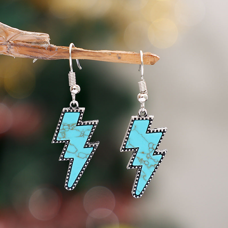 Artificial Turquoise Lightning Dangle Earrings Trendsi