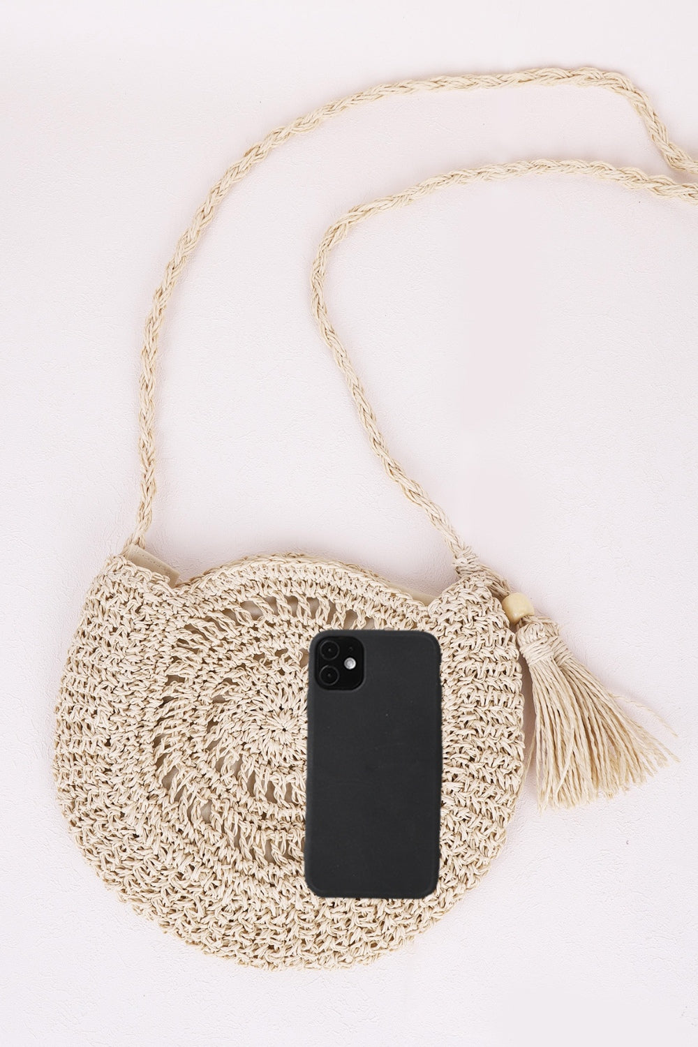 Tassel Straw Braided Strap Shoulder Bag Trendsi