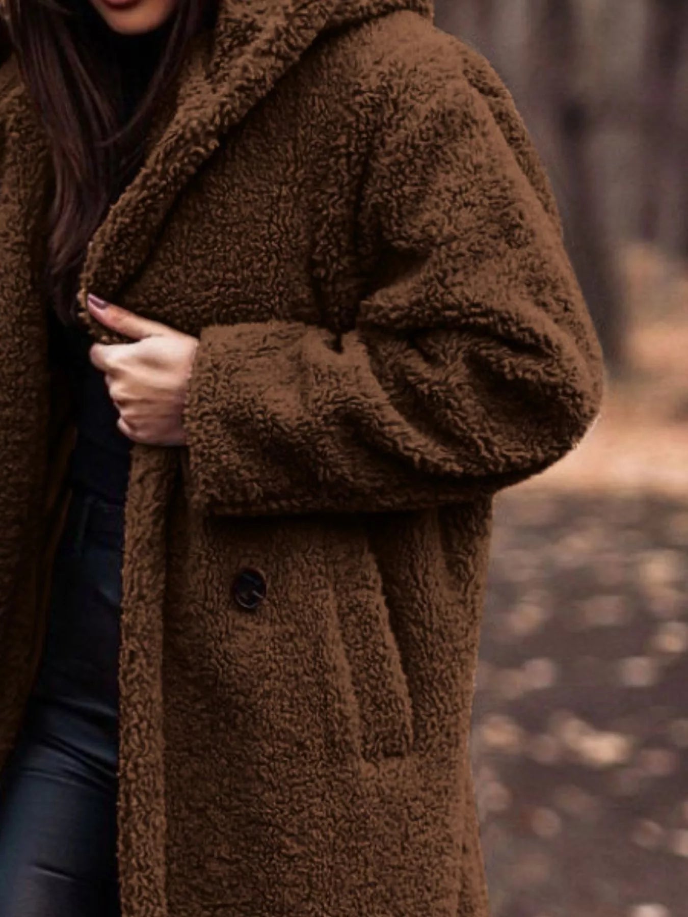 Teddy Bear Hooded Longline Outerwear
