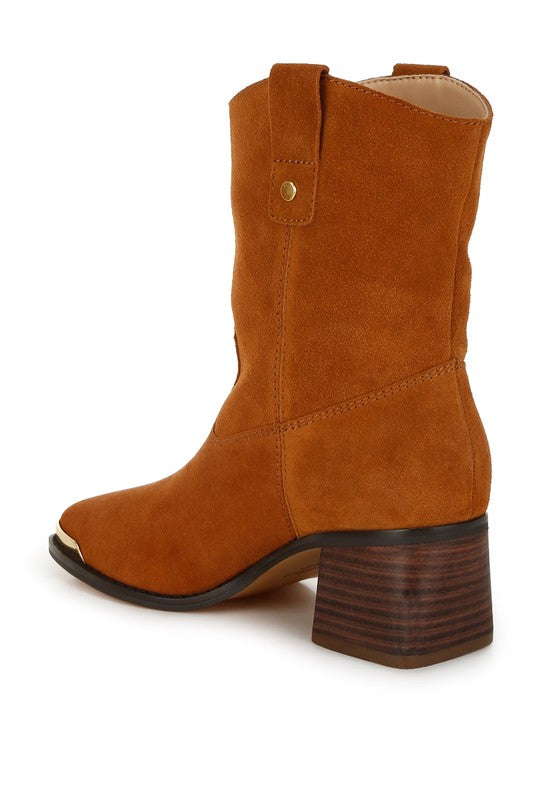Suede Square Toe Ankle Boots