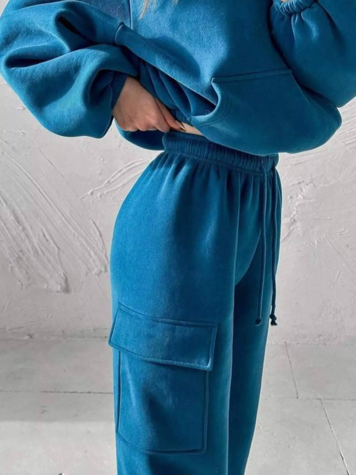 Kangaroo Pocket Hoodie and Joggers Set Trendsi
