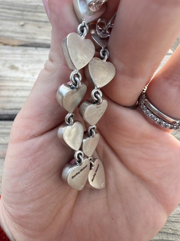Dahlia Rose Handmade Sterling Silver Heart Dangles 
