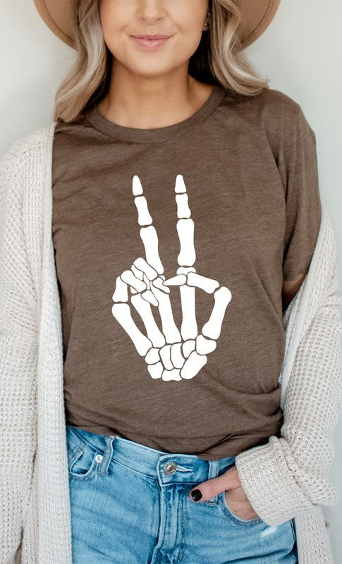 Skeleton Peace Sign Graphic Tee 