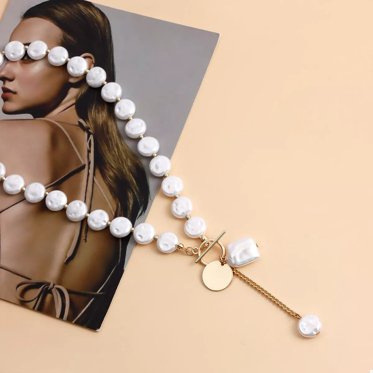 18K Gold-Plated Pearl Drop Necklace 