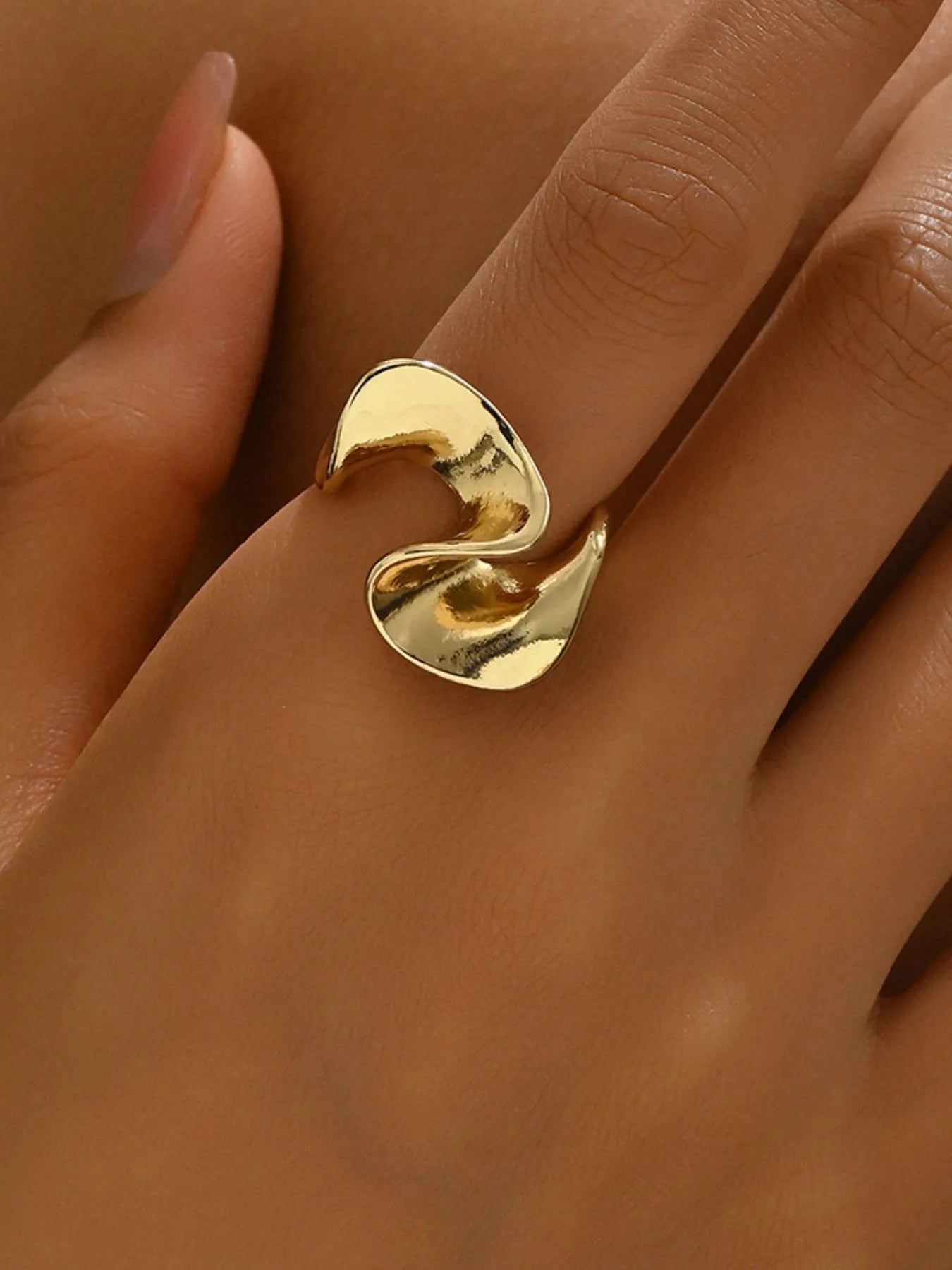 18K Gold-Plated Stainless Steel Geometric Ring 
