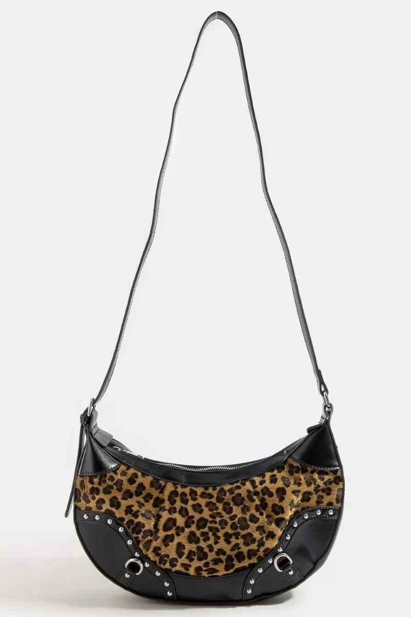 Fame Leopard Print Half Moon Shoulder Bag Trendsi