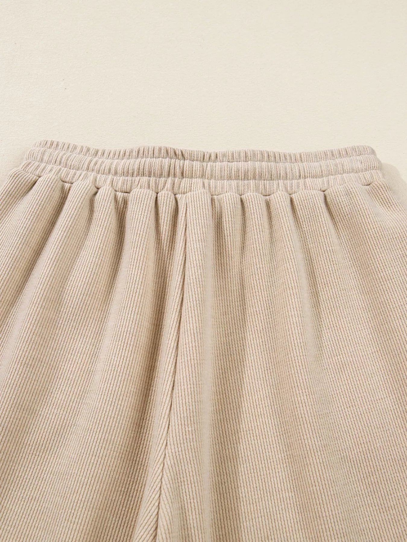 Lace Drawstring Hoodie and High Waist Pants Corduroy Suit Trendsi