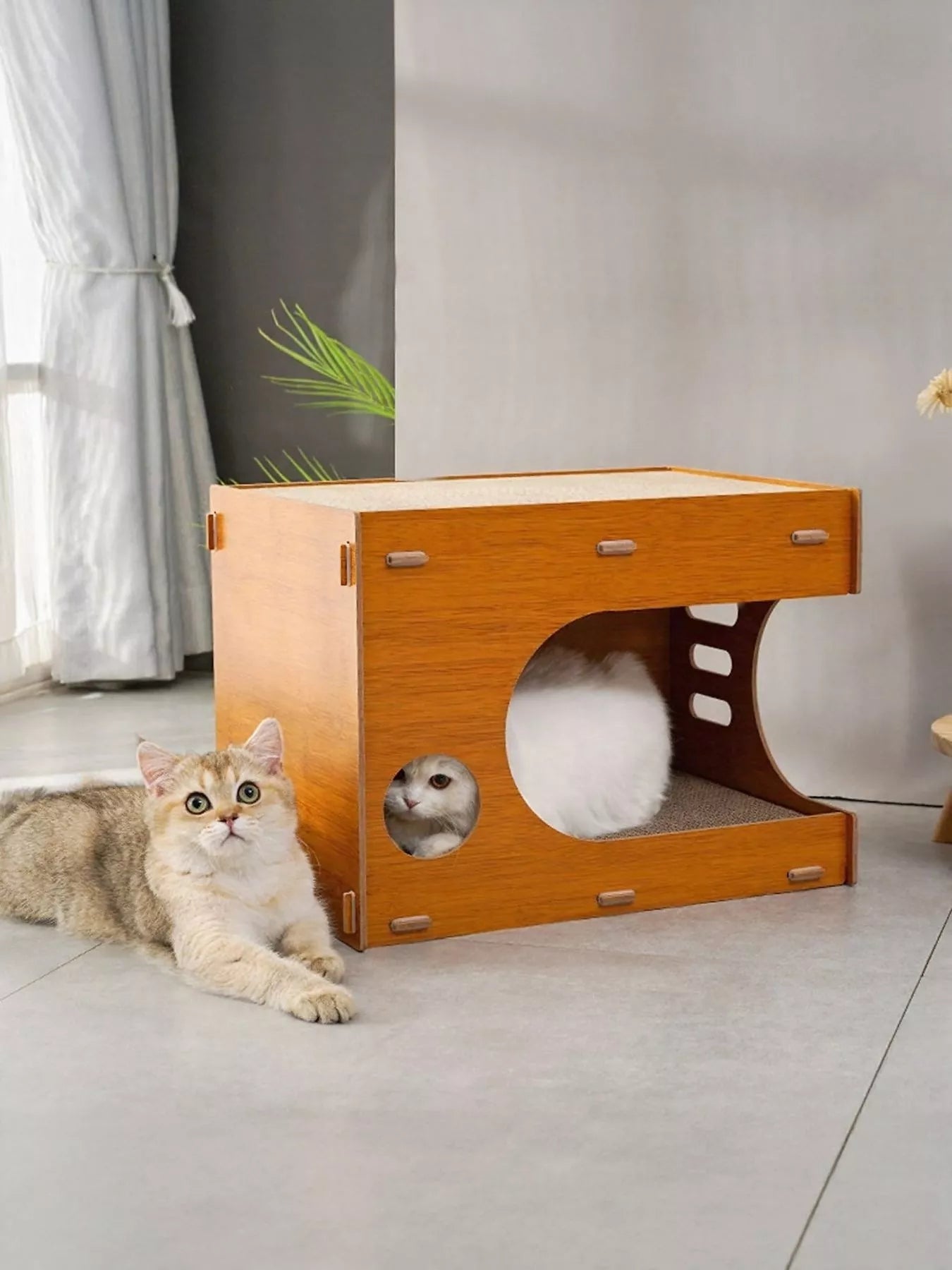 Wooden Corrugated Paper Cat House Trendsi