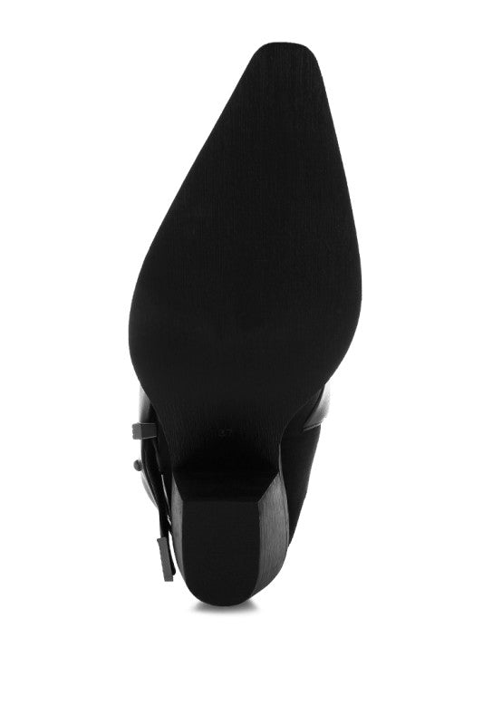  Microfiber Buckle Strap Western Boots 