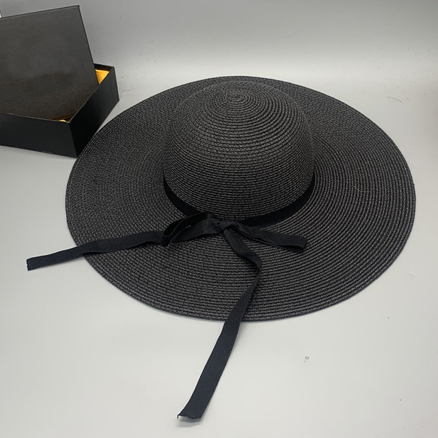 Bow Paper Braided Wide Brim Hat Trendsi