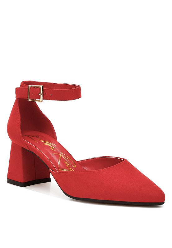 Rozita Microfiber Block Heel Sandals 
