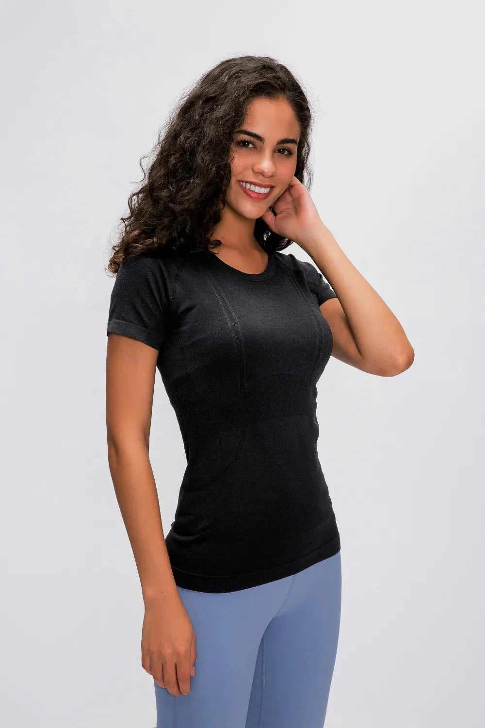 Millennia Round Neck Short Sleeve Active T-Shirt Trendsi