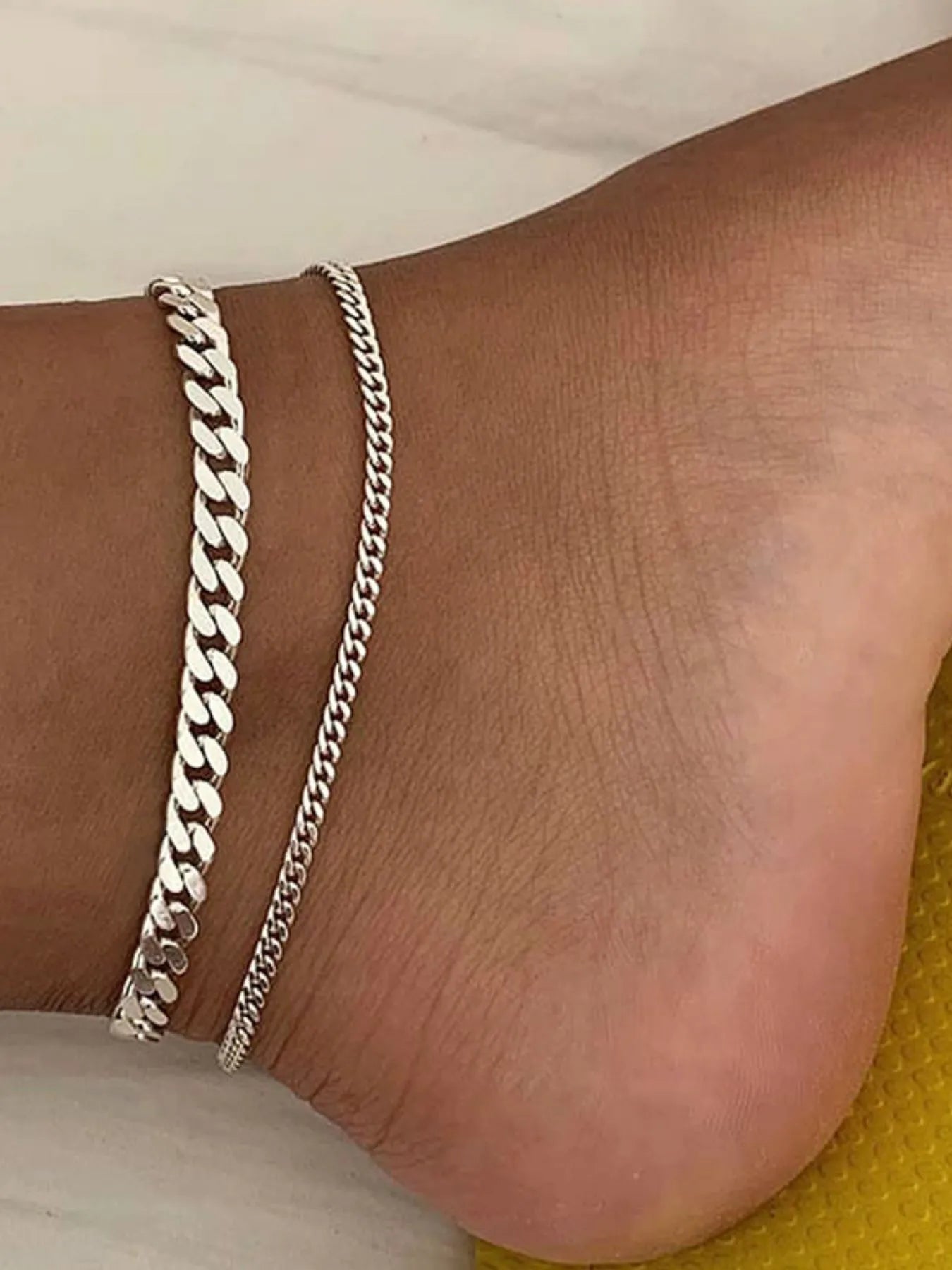 2-Piece Alloy Chain Anklet Bracelets 