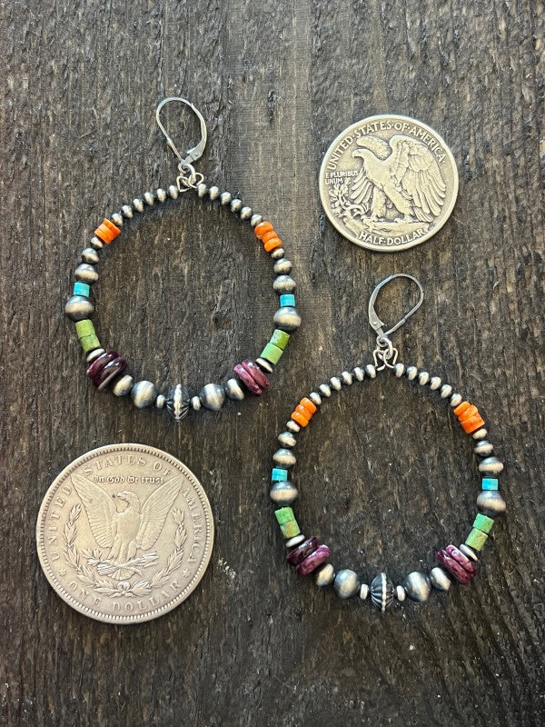 Handcrafted Electric Rainbow 2 Inch Sterling Silve Nizhoni Traders LLC