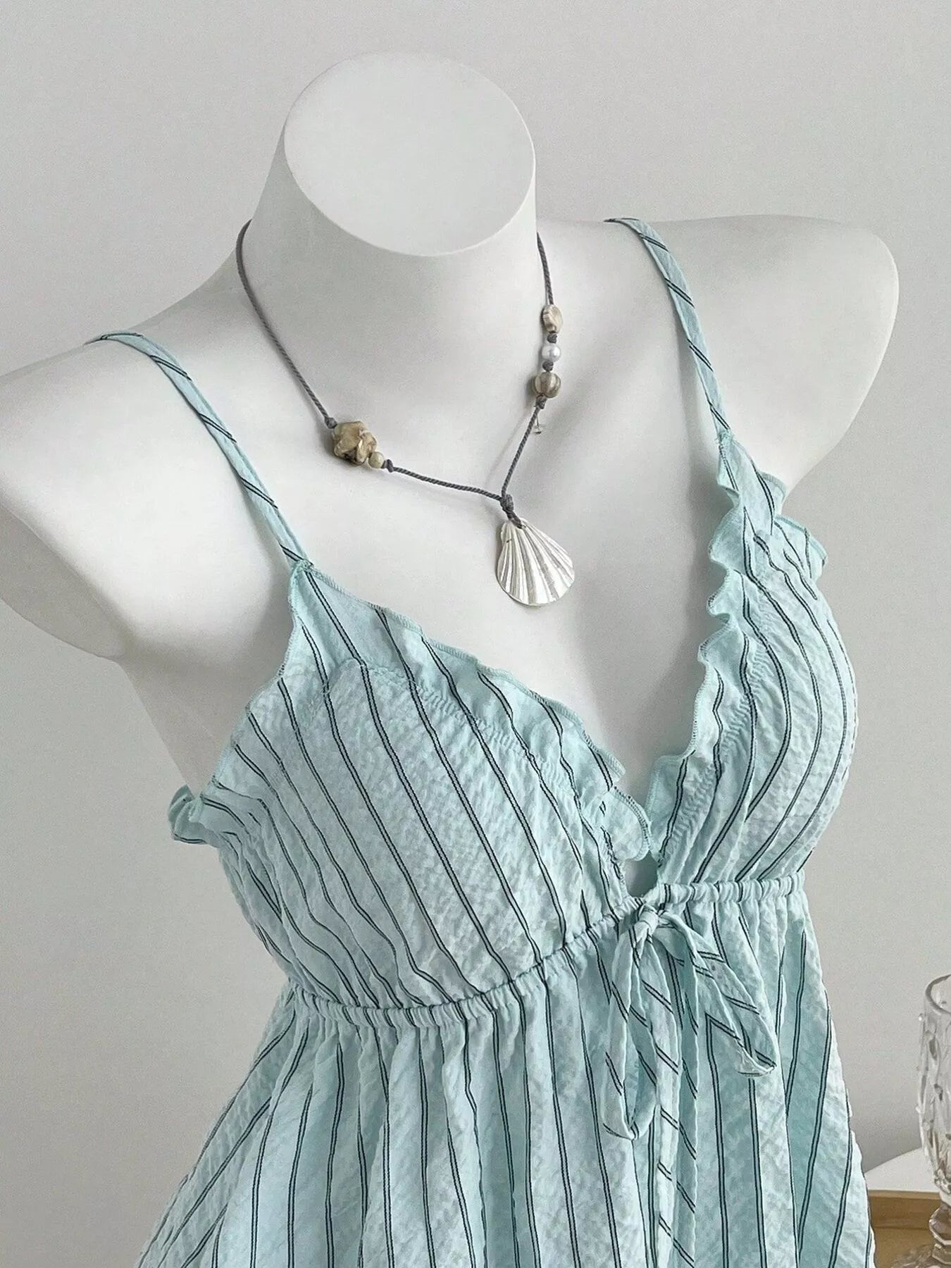 Tie Front Striped Cami and Shorts Set Trendsi
