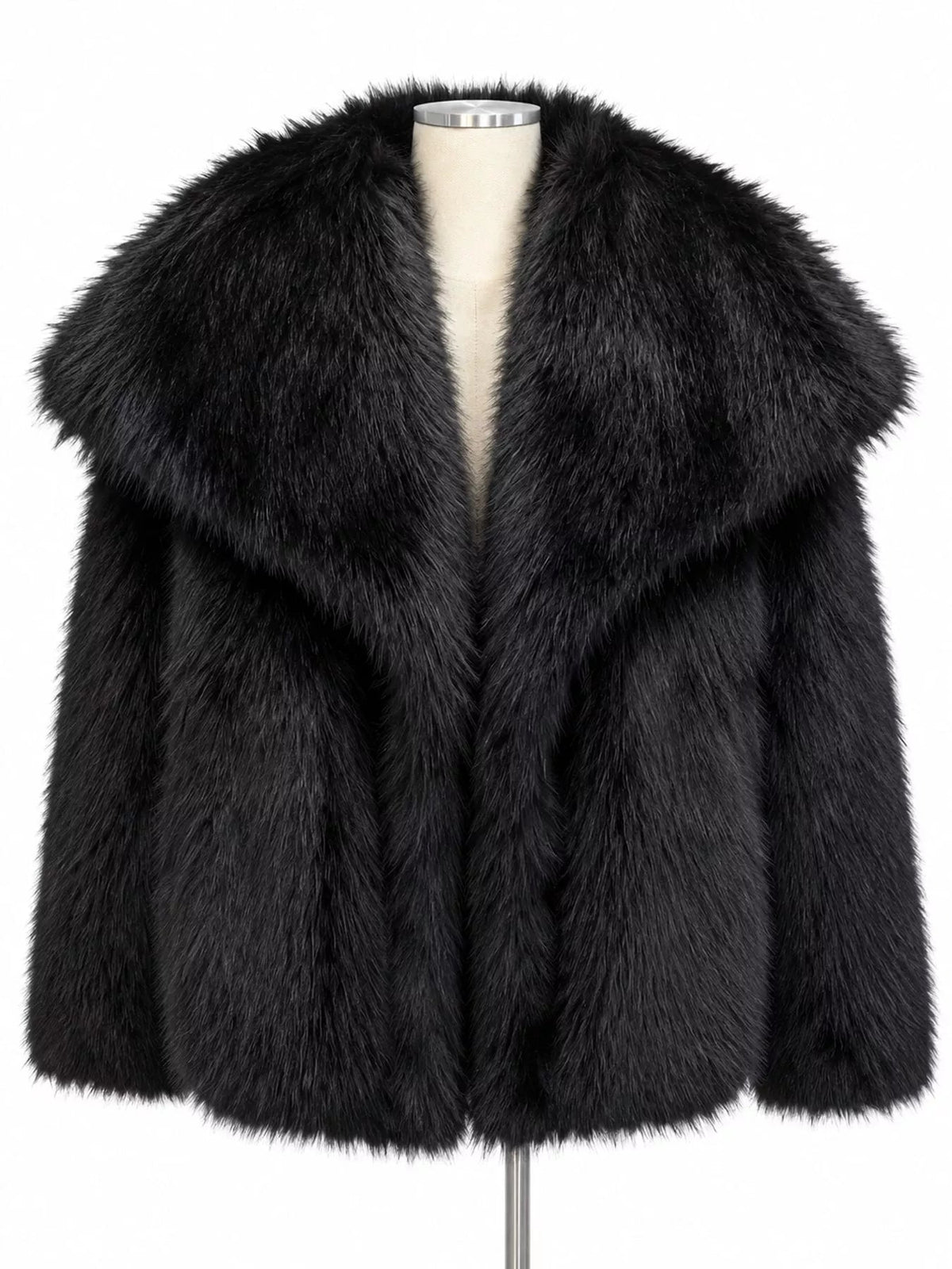 Fox Fur Collar Winter Outerwear Trendsi