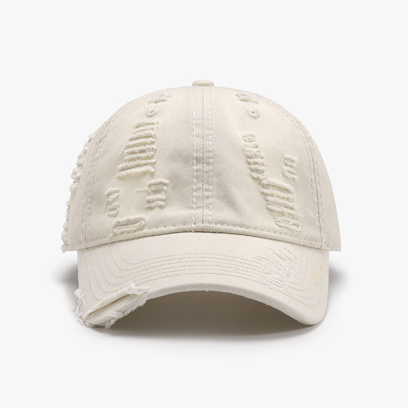 Distressed Adjustable Cotton Baseball Cap Trendsi