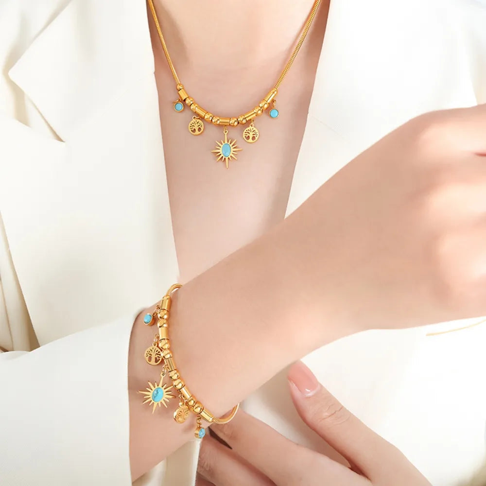 Gold-Plated Titanium Steel Charm Bracelet Trendsi