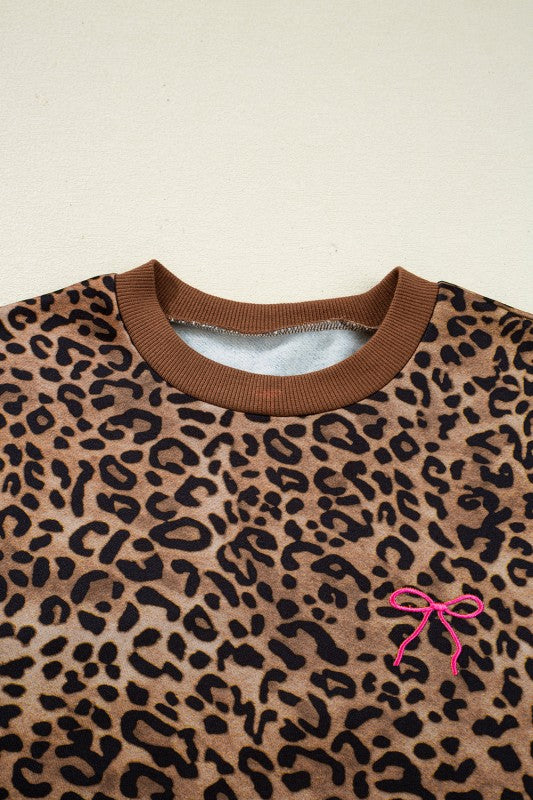 Leopard Contrast Trim Top and Pants Set JUNIPER BLVD