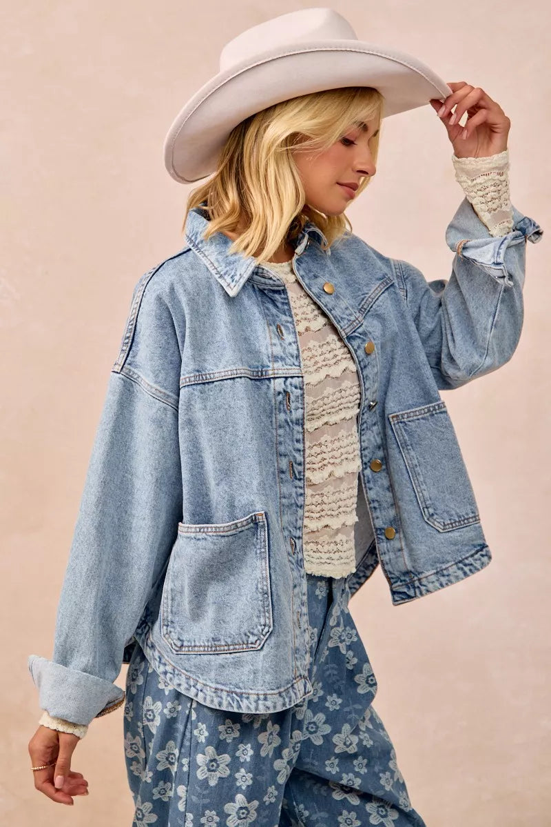 BiBi Ruffles Detail Flower Lace Top Trendsi