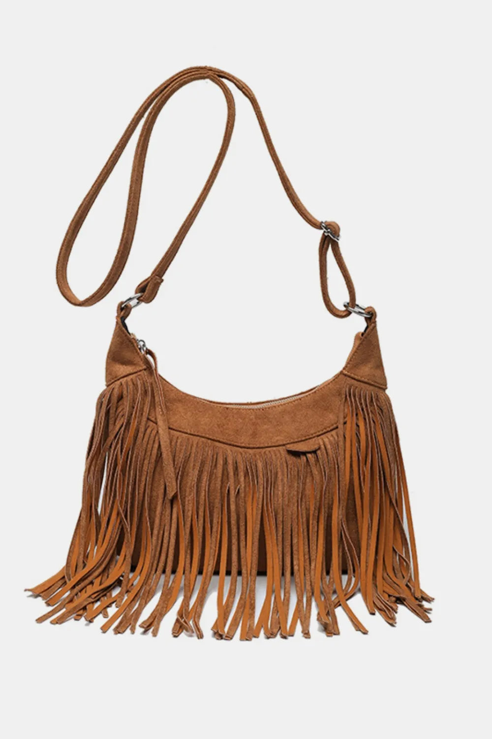 Suede Fringe Adjustable Strap Shoulder Bag 