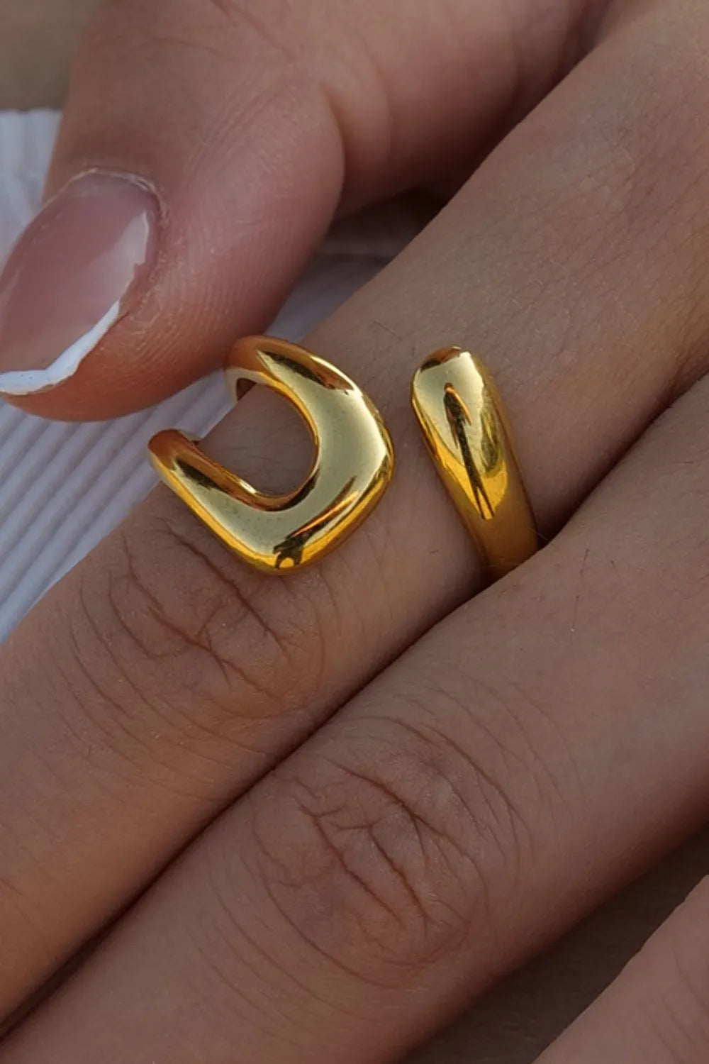 18K Gold-Plated  Geometric Gold Twisted Open Ring 