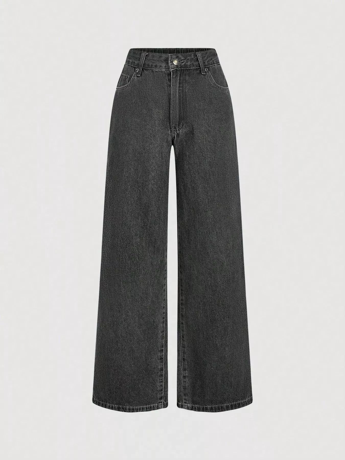 Halter Neck Denim Vest and Wide-Leg Jeans Set Trendsi
