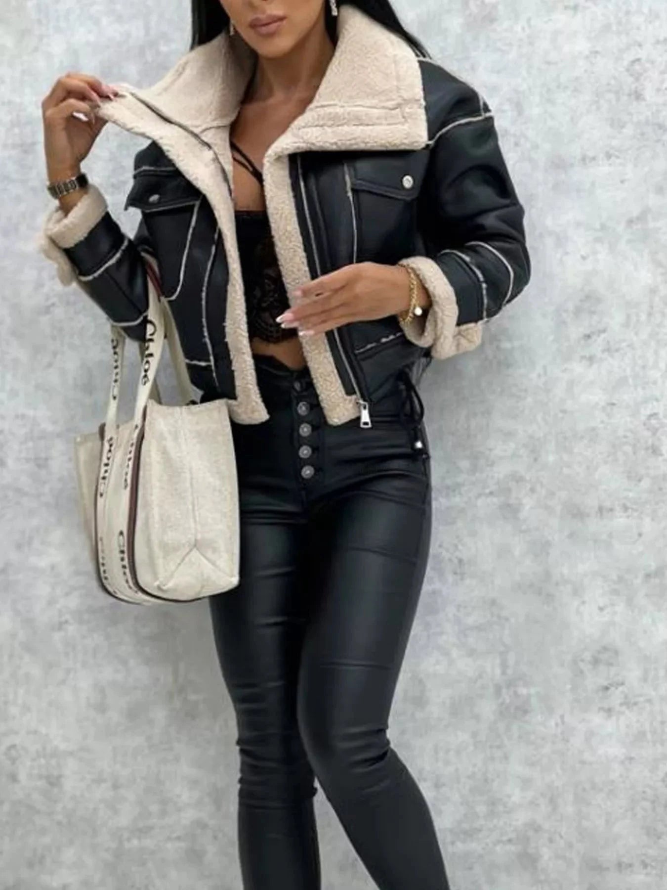 Sherpa Trim Cropped Jacket 