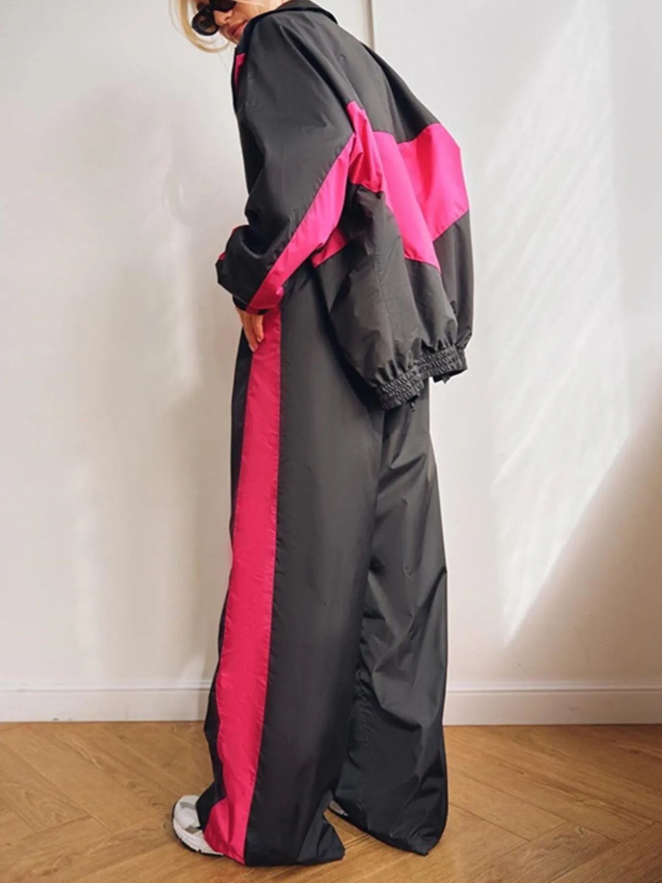 Zip Up Long Sleeve Top and Pants Set Trendsi