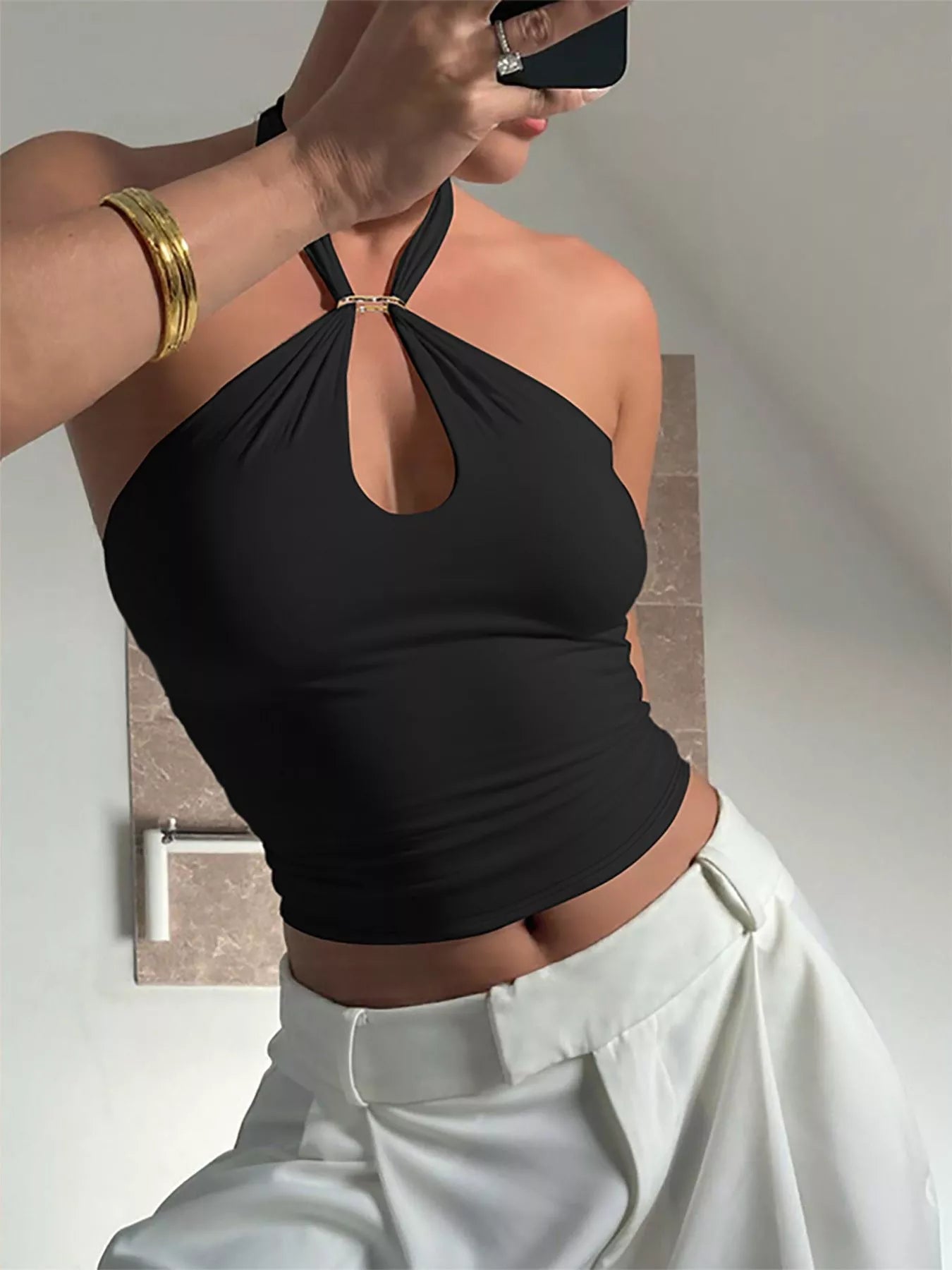 Halter Neck Cami with Keyhole Detail Trendsi