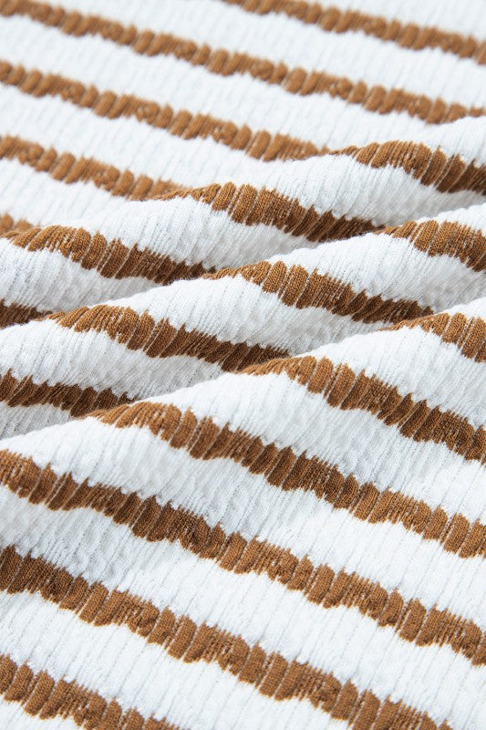 Plus Size Stripe V-Neck Pullover and Drawstring Pa JUNIPER BLVD