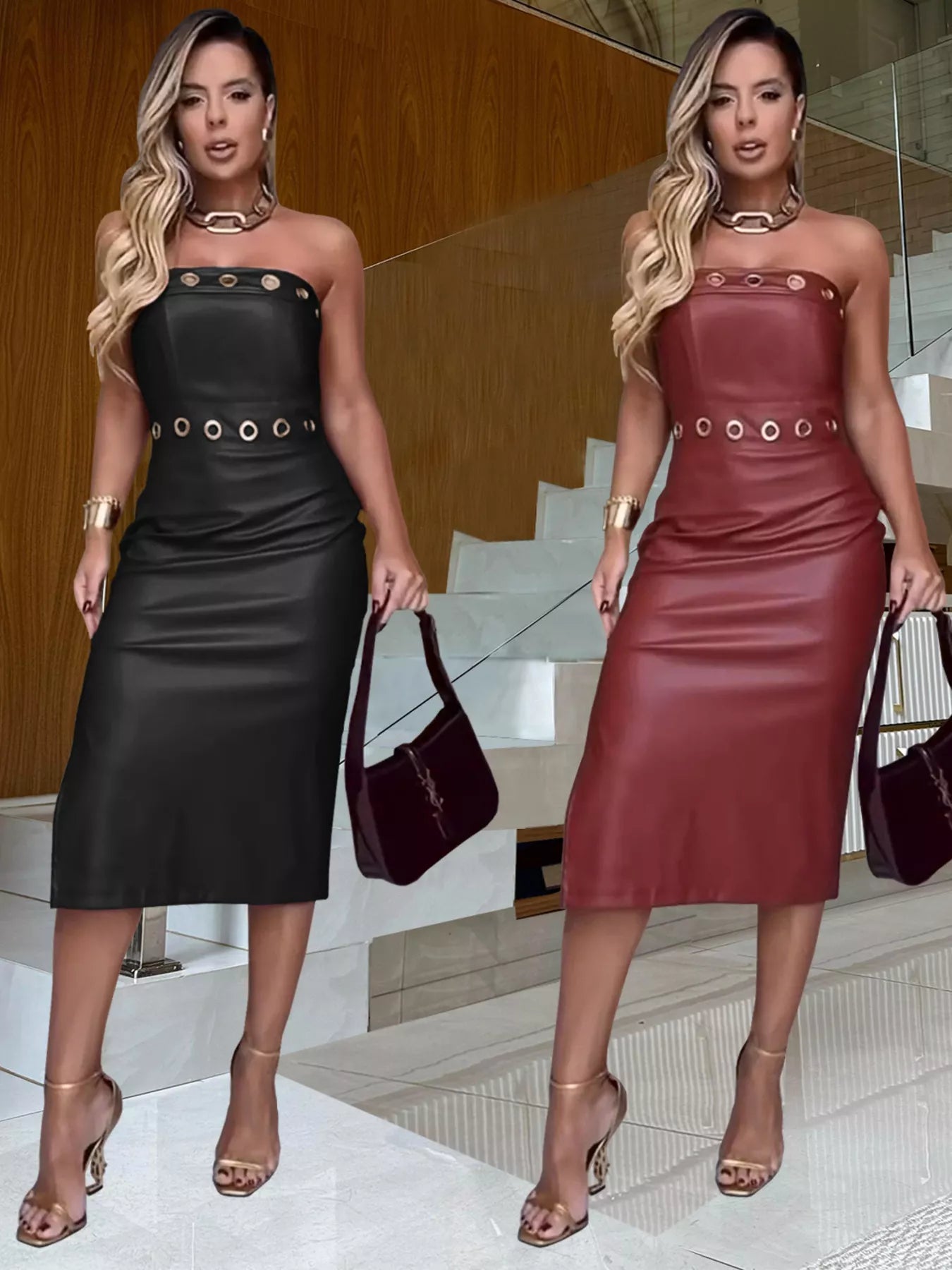 Slit Tube Bodycon Midi Dress 