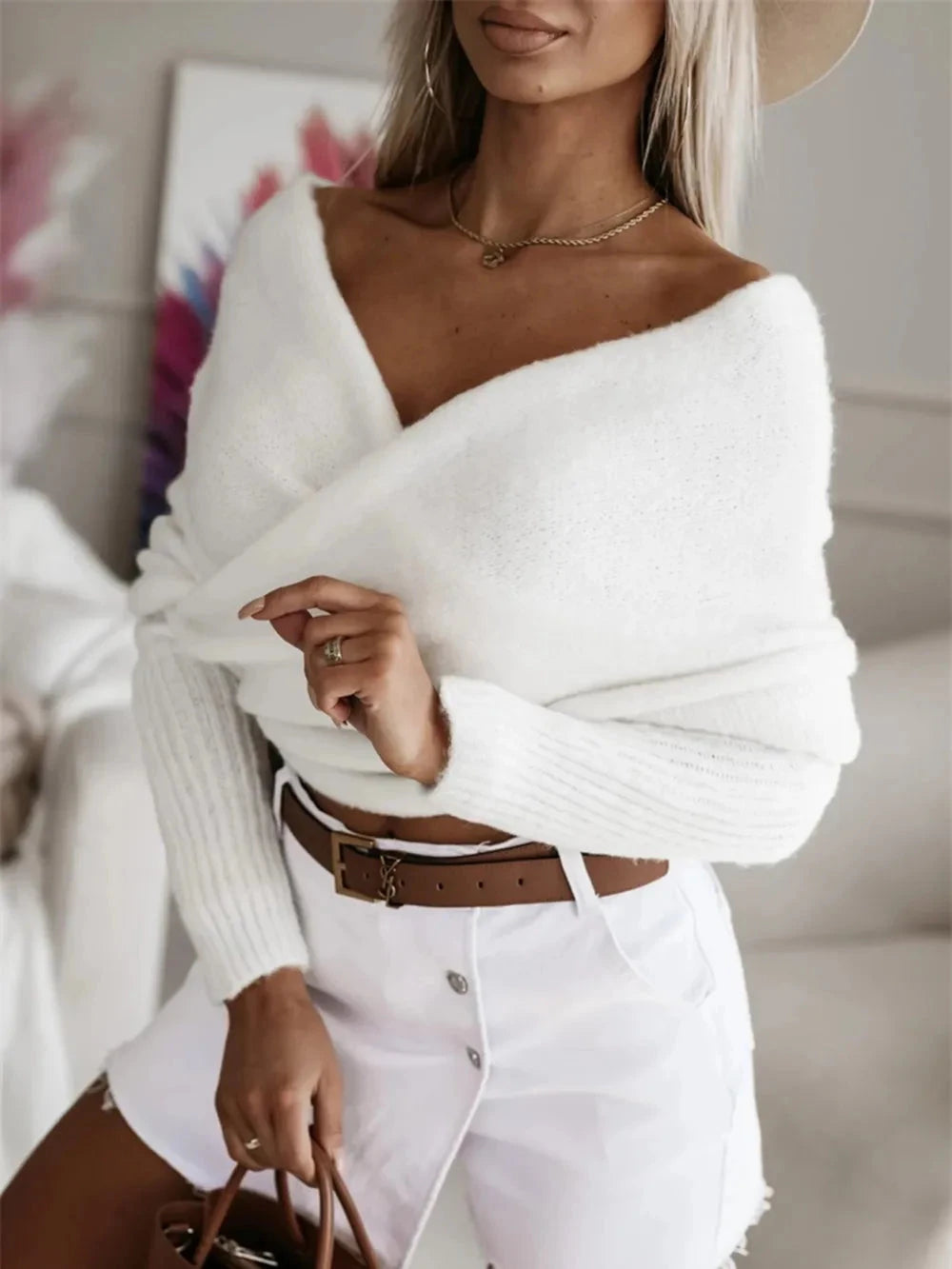 Long Sleeve Cropped Knit Top 