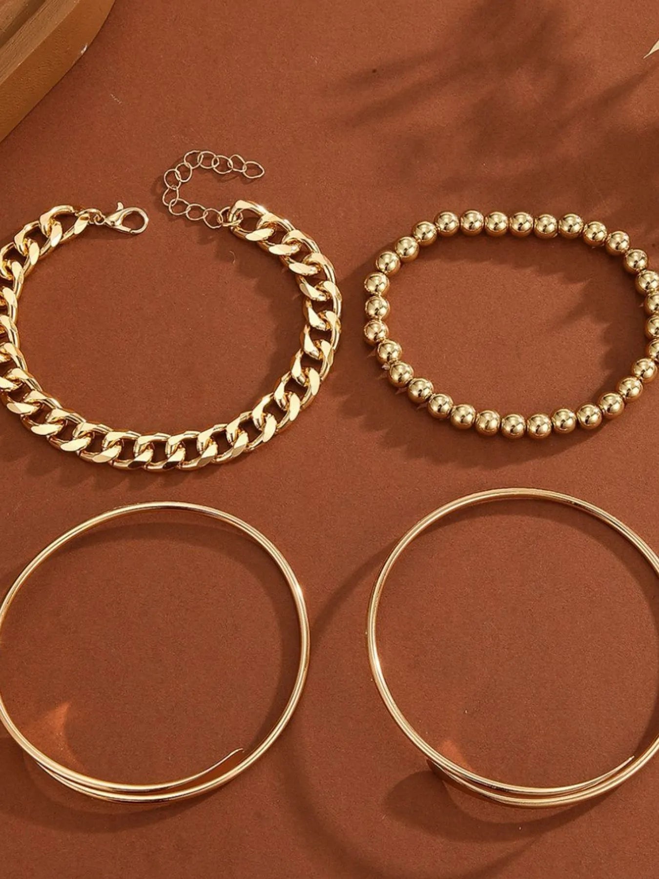 4-Piece 18K Gold-Plated Stainless Steel Bracelet 