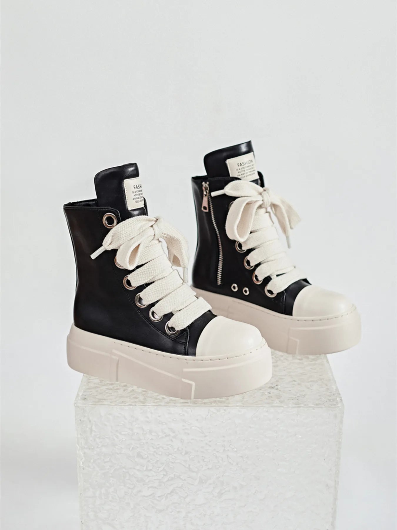 Platform Lace Up Contrast Sneakers 