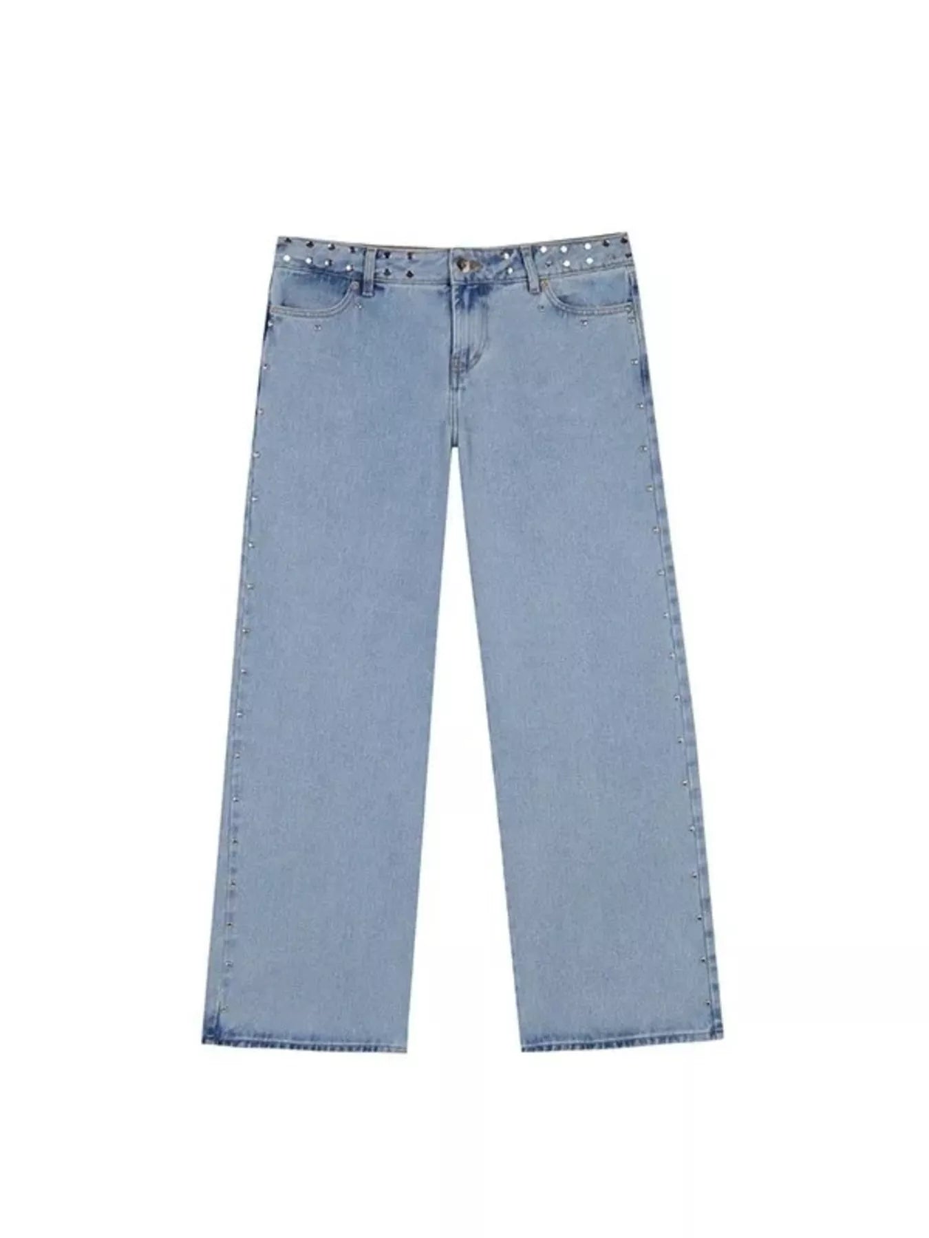 Leopard Star Patches Wide Leg Jeans Trendsi