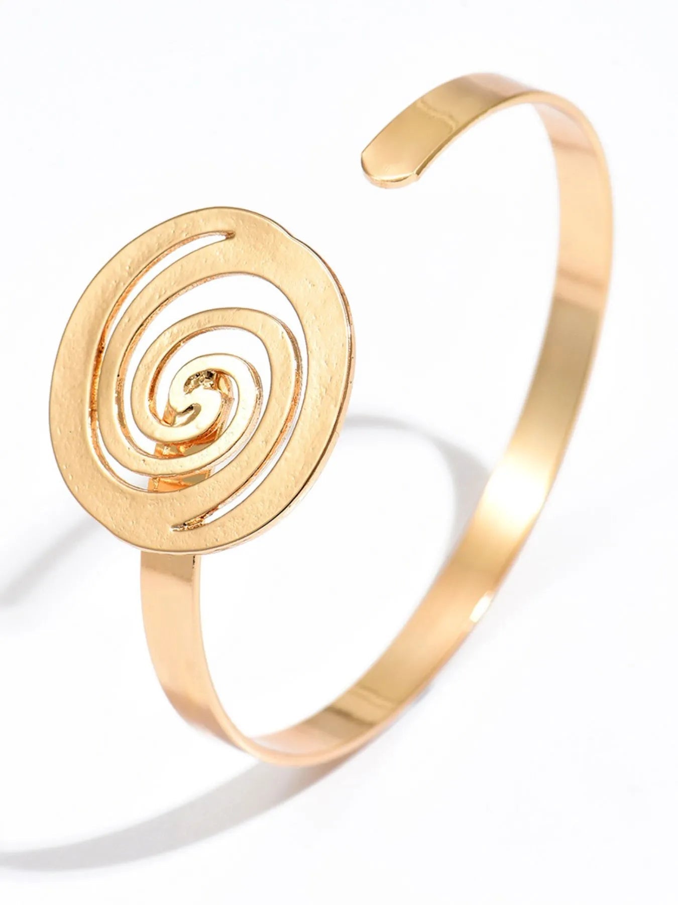 18K Gold-Plated Spiral Cuff Open Bracelet 