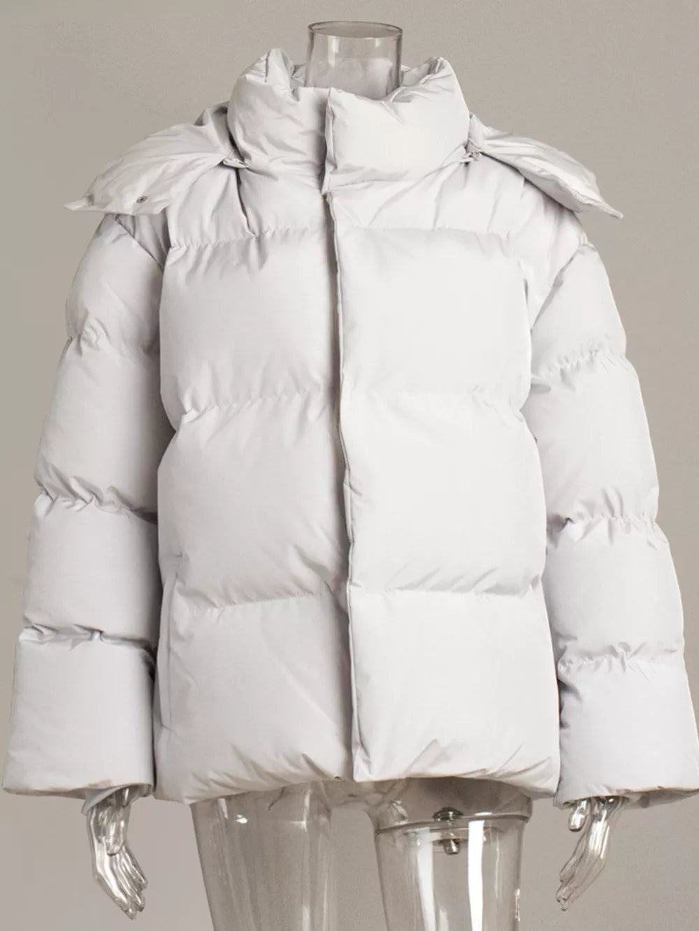 Pocketed Zip Up Hooded Puffer Jacket Trendsi