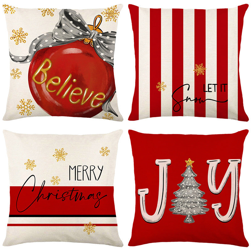 Vintage Christmas Pillows Printed Holiday Christmas Covers 4pc Set Luckygirlsclothingcompany.com