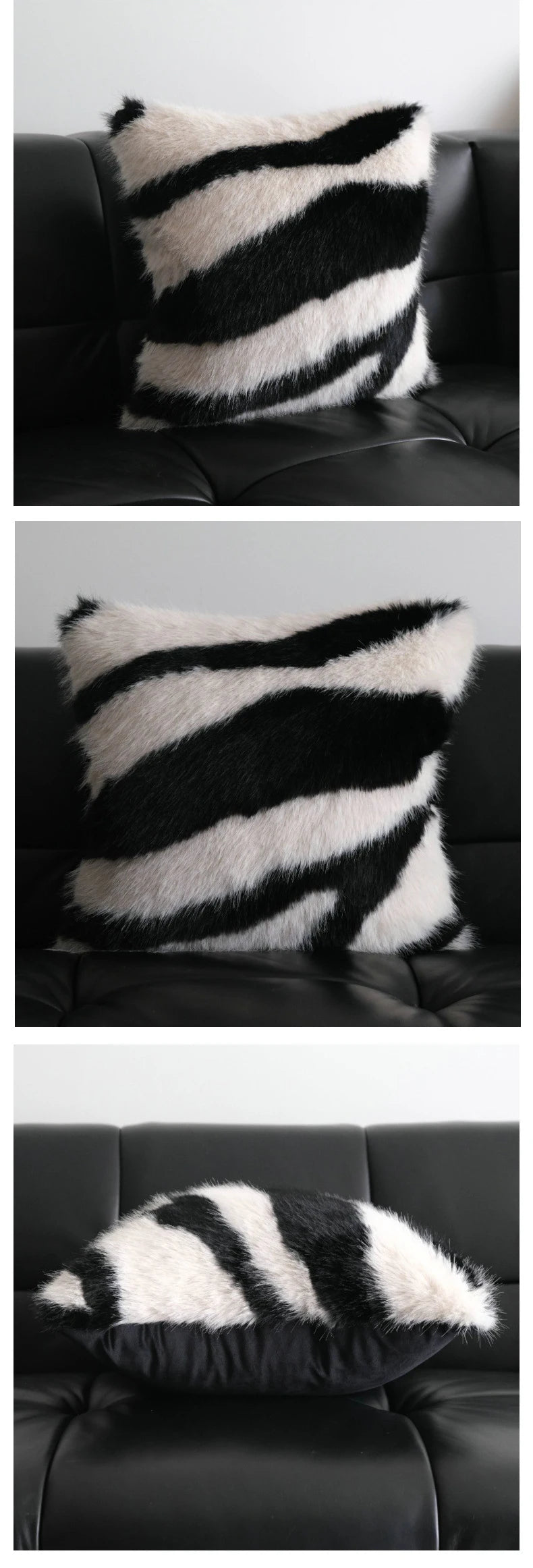 Fur Zebra Stripe Pillow Luckygirlsclothingcompany.com