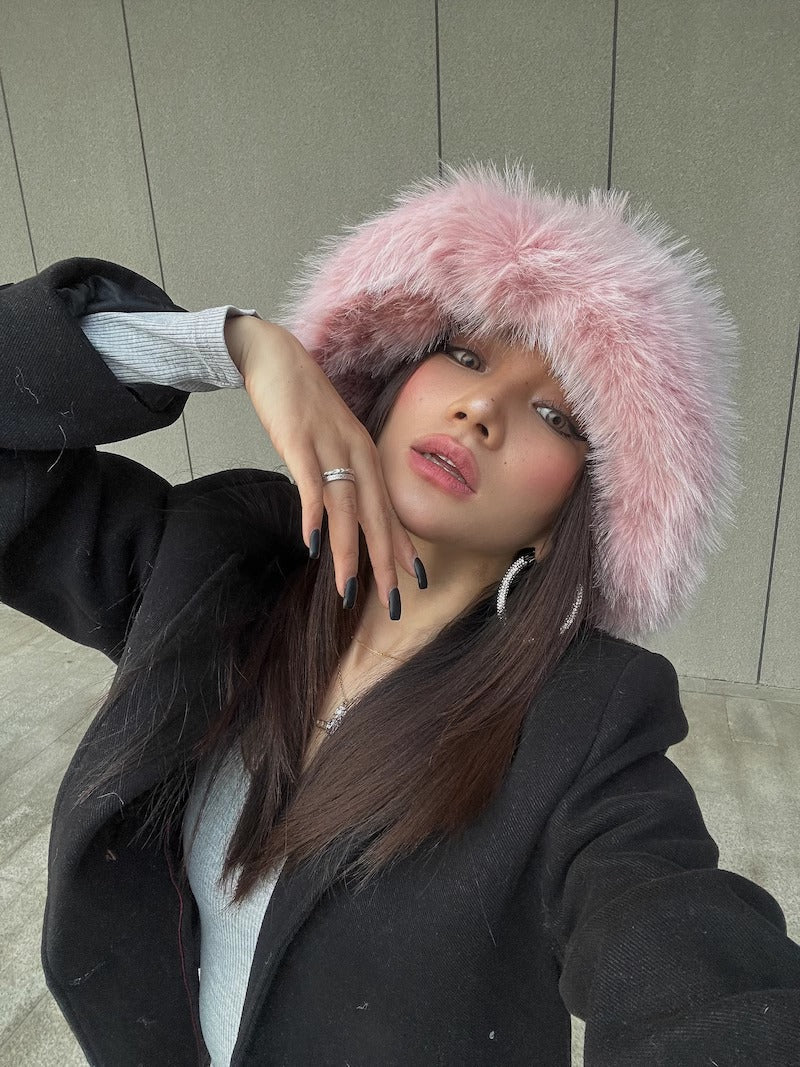 Mink Fur Fluffy Bucket Hat Luckygirlsclothingcompany.com