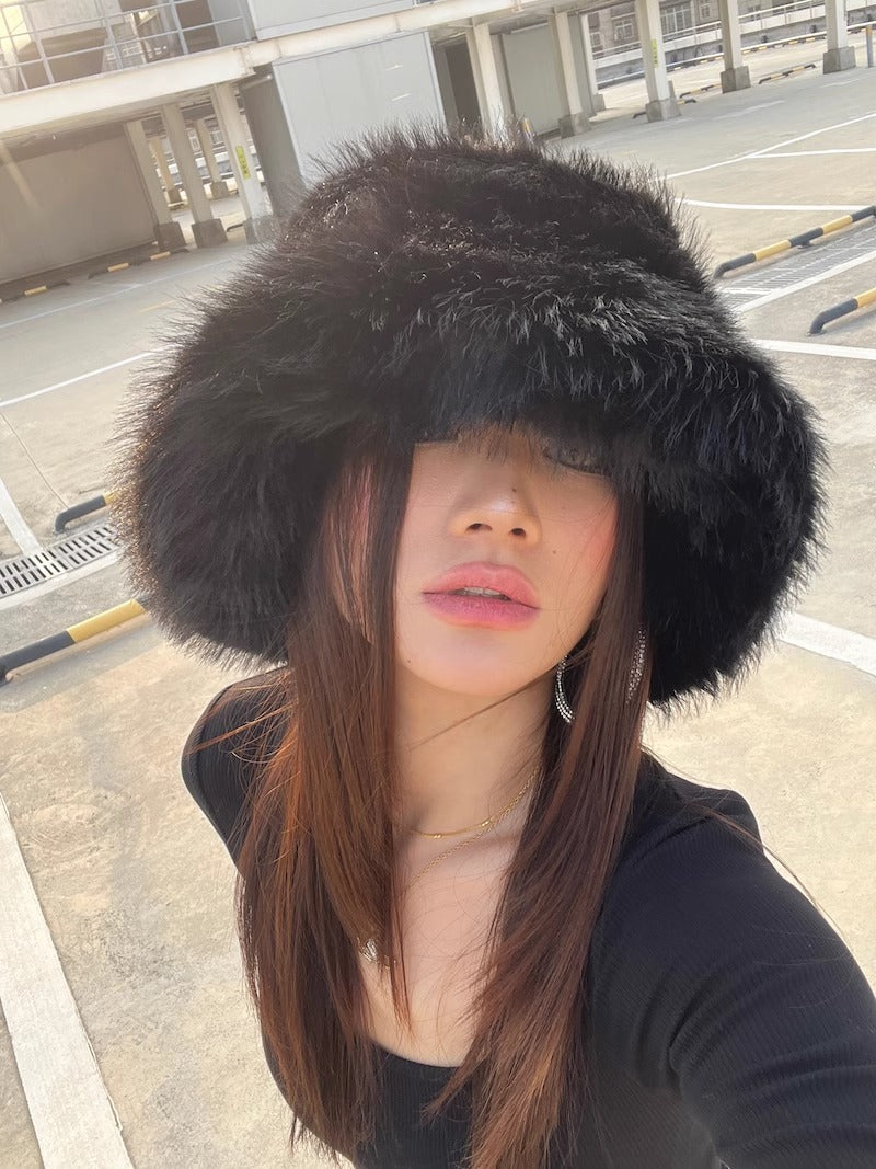 Mink Fur Fluffy Bucket Hat Luckygirlsclothingcompany.com
