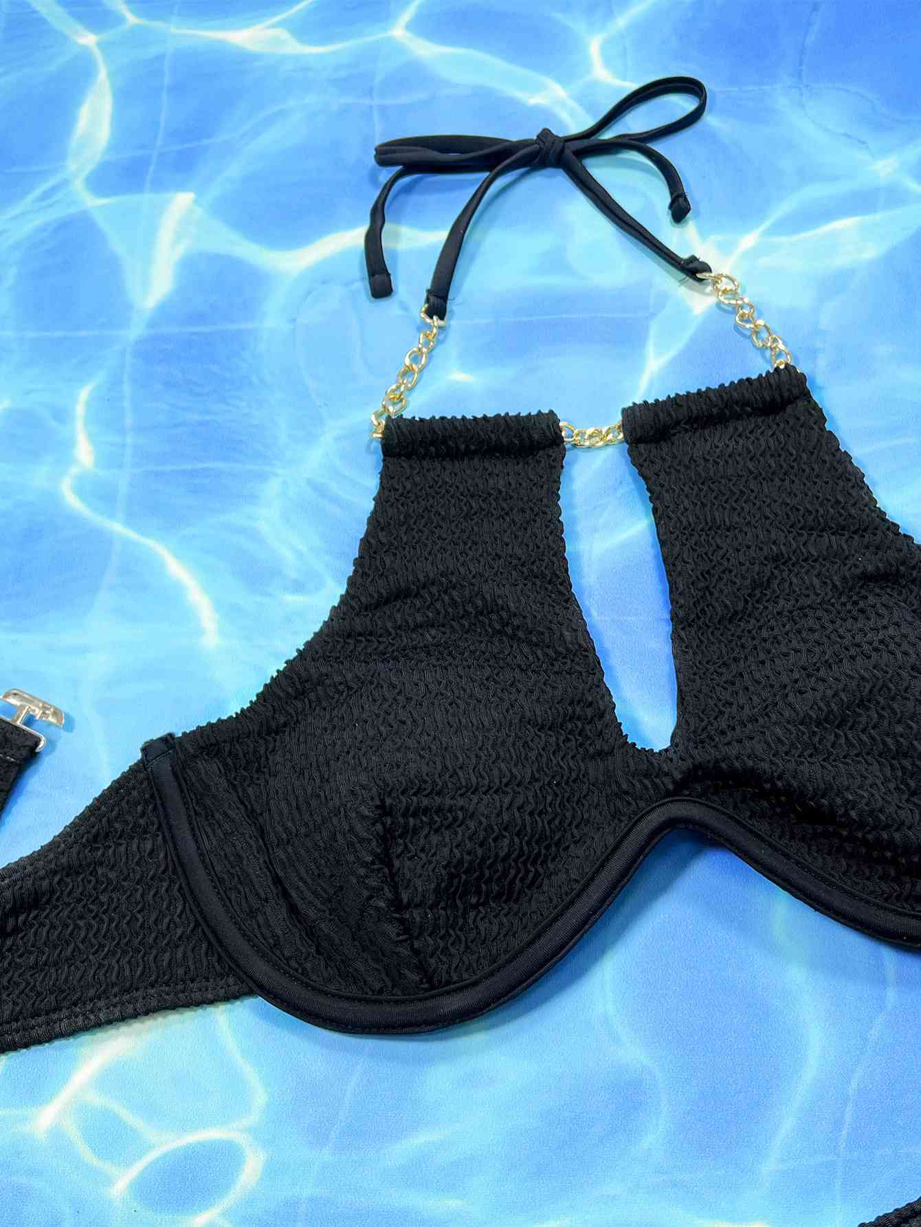 Halter Neck Chain Detail Two-Piece Bikini Set Trendsi