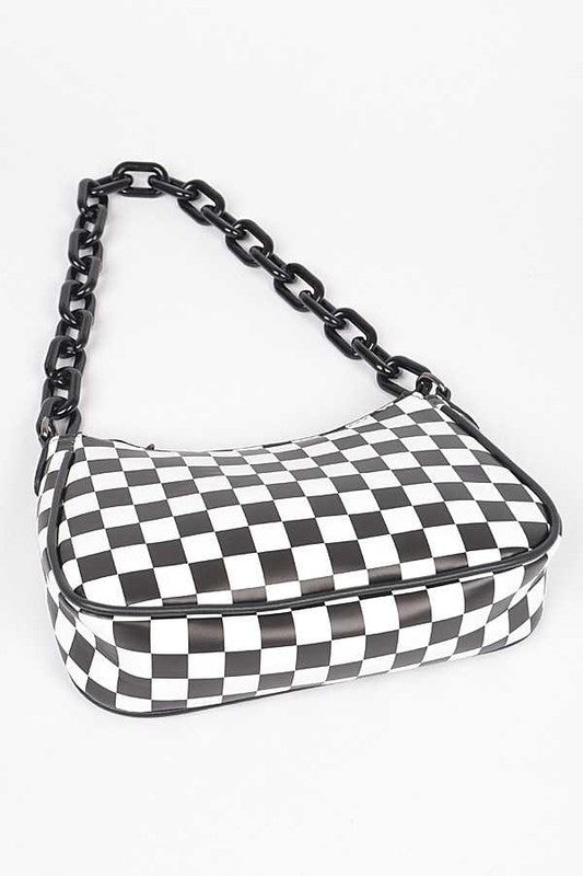 Checker Printed Convertible Shoulder Swing Bag LA Jewelry Plaza