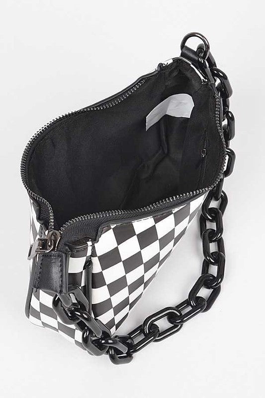 Checker Printed Convertible Shoulder Swing Bag LA Jewelry Plaza